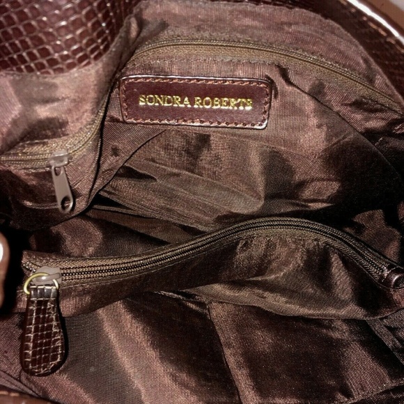 Sondra Roberts Brown Faux Leather Patterned Hobo - Picture 3 of 8